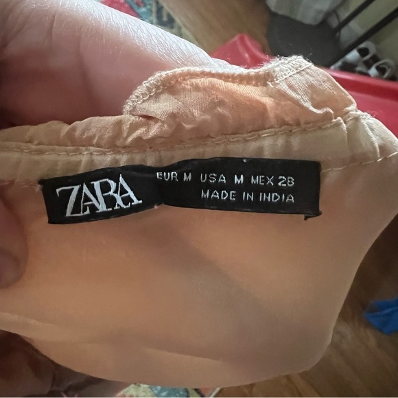 Zara Peach Halter Neck Low Back Ruffled Fit & Flare Maxi Dress Womens Size M - Picture 4 of 9